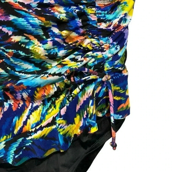 Longitude, Ruffle Surplice  Long Torso One Piece Swimsuit, Size 8, Black ☀️ - Picture 3 of 12